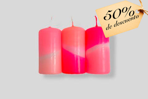 Pink Stories: DIP DYE NEON pack 3 (Velas neón modelo pilar - varios modelos)