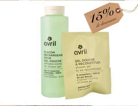 Avril: Gel douche Rechargeable Tiaré (Jabón de cuerpo recargable con aroma Tiaré)