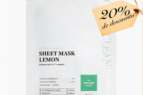 Village 11 Factory: Active Clean Sheet Mask Lemon (Mascarilla iluminadora con extracto de limón)